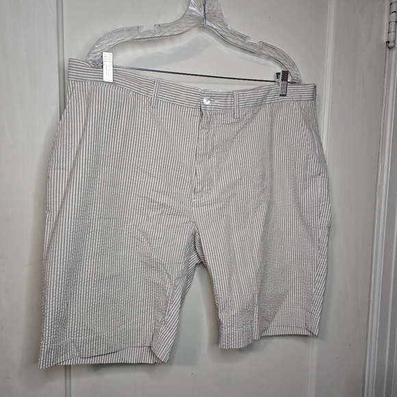 Mens Polo Ralph Lauren Shorts Seersucker Khaki White 38 Summer Blend Cloth VTG - Picture 3 of 9